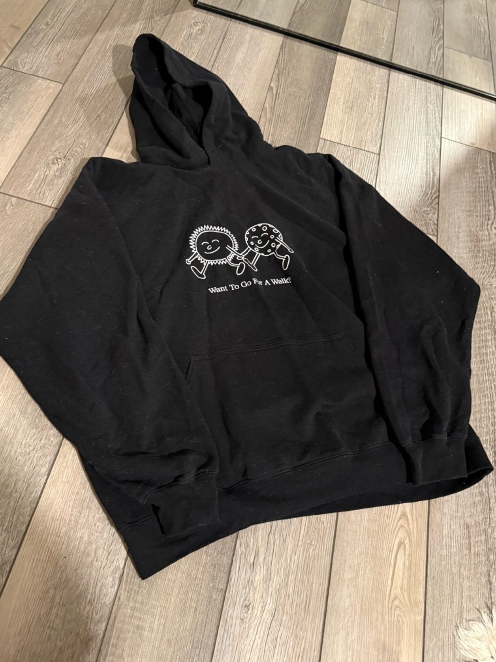 LONELY GHOST Black Hoodie with White Graphic